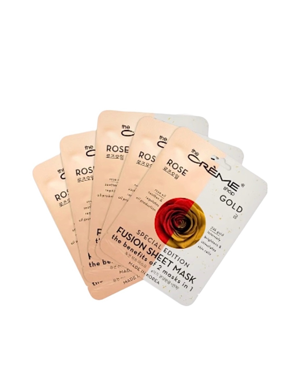 The Creme Shop Rose Gold Fusion Sheet Mask Rose Oil w/24K Gold (5 Pack)